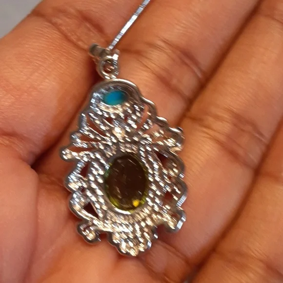 925 Genuine, Untreated Peridot and Sleeping Beauty Turquoise.  Bold. - Picture 8 of 8